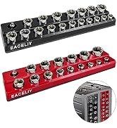 EACELIY 2Pcs 1/2" Magnetic Socket Organizer Set,SAE &amp; Metric Socket Holder Kit, Socket Trays,hold...