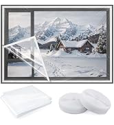 Window Insulation Kit Heavy Duty Clear Film with Double Sided Tape Easy Install for Small Large W...
