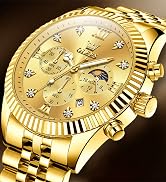 OLEVS Watch Men Classic Gold Stainless Steel Watches for Men Analog Quartz Waterproof Luminous Ch...