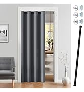 Vatge Closet Curtain for Open Closet, Magnetic Doorway Curtains with Rod, 80 Inch Dark Grey Doorw...