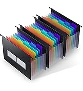ThinkTex Plastic Expanding Hanging File Folders, 7 Innovative 1.2" Accordian Pockets, Large Capac...