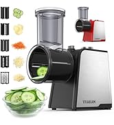VVAKAM Electric Cheese Grater, 300W DC Motor Rotary Cheese Grater with 5 Different Shapes of Blad...
