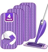 Reusable Mop Pads Compatible with Swiffer Wet Jet, Wet Jet Pads Refills for Swiffer Mop, 4 Pack M...