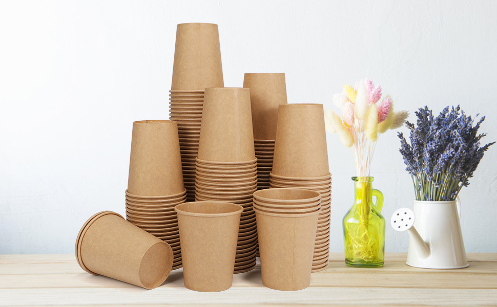 brown paper cups 8 oz 100 pack