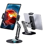 Lucrave Tablet Stand Holder for iPad, Adjustable with 360 Rotating Base for Desk, Aluminum Swivel...
