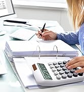 NGIFERA True Mechanical Switch Calculator,12 Digits, Large LCD Display,Big Buttons,Solar and Batt...