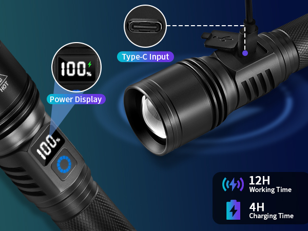RECHARGEABLE FLASHLIGHTS HIGH LUMENS