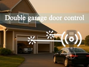 Two-button remote controls two garage doors simultaneously