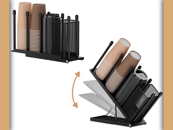 adjustable cup and lid organizer