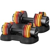 ATIVAFIT Adjustable Dumbbell Set 25 LB Pair with Storage Box, 5-in-1 Free Weights with Quick Dial...