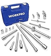 WORKPRO 19-Piece Drive Tool Accessory Set, Includes Socket Adapters, Extensions Set, Universal Jo...