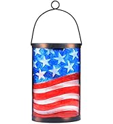 Hanging Solar Lantern Outdoor Decorative Waterproof LED Solar American Flag Lights Tabletop Lamp ...