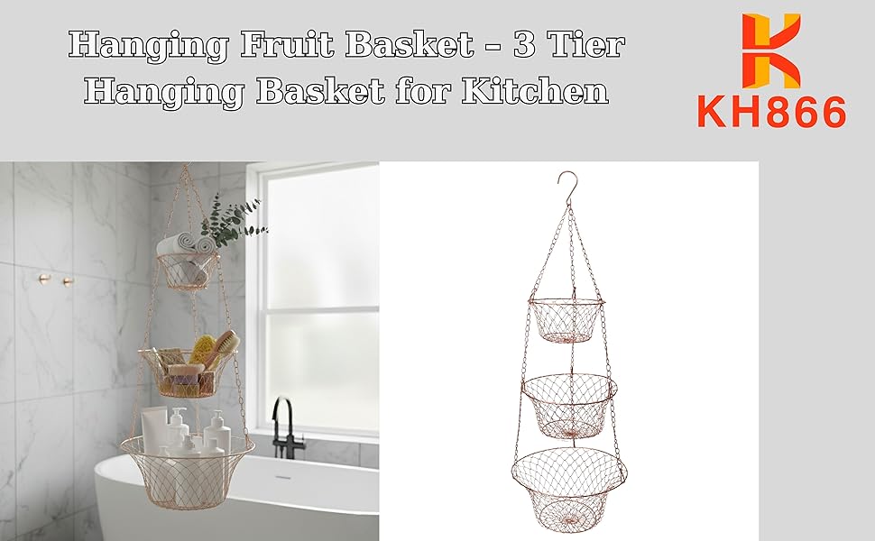 Hanging Fruit Basket – 3 Tier Hanging Basket for Kitchen