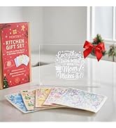Mom Gifts Set from Daughter Son - Engraved Acrylic Cutting Board with 5-pack Floral Swedish Dishc...