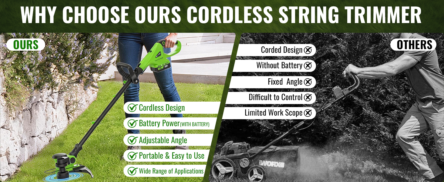 battery operated weed wacker cordless cordless string trimmer
