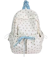 Cute Aesthetic Bow Backpack for Women Kawaii Floral Print Preppy College Book Bag Trendy Coquette...