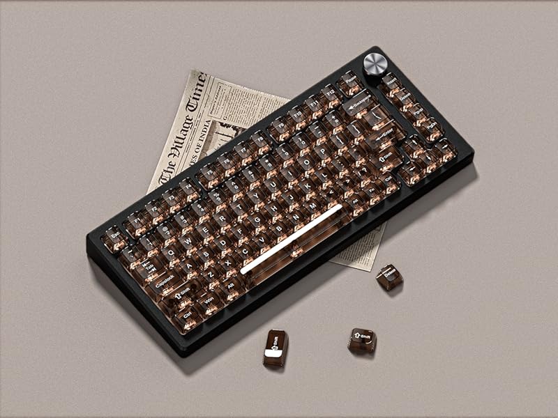 Coffee Clear keycaps,Transparent MDA key caps Ceramic Jelly Set,Shine Through keycaps keys caps