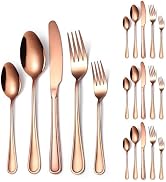 A · HOUSEWARE 20 Pieces Rose Gold Flatware Set for 4 Person Luxury Stainless Steel Cutlery Forks ...