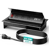 QBA Tabletop Brush Connectivity Box Outlet, Recessed Power Strip with USB-C 30W, 3 TR Outlets, 4 ...
