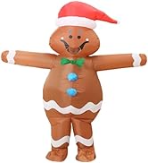FWV Gingerbread Man Costume Adult,Inflatable Christmas Costume,Blow Up Funny Onesies Xmas Ginger ...
