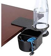 ENHANCE Clip On Desk Cup Holder - Desktop Organizer Clamp, Water Bottle Holder, Remote Holder - H...