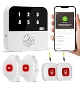 SavvyMate WiFi Caregiver Pager Wireless Call Button - 1 Receiver &amp; 4 Waterproof Buttons, No Month...