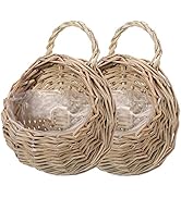 DOITOOL Rattan Woven Hanging Basket: 2PCS Wicker Wall Planter Woven Hanging Storage Basket Wall F...