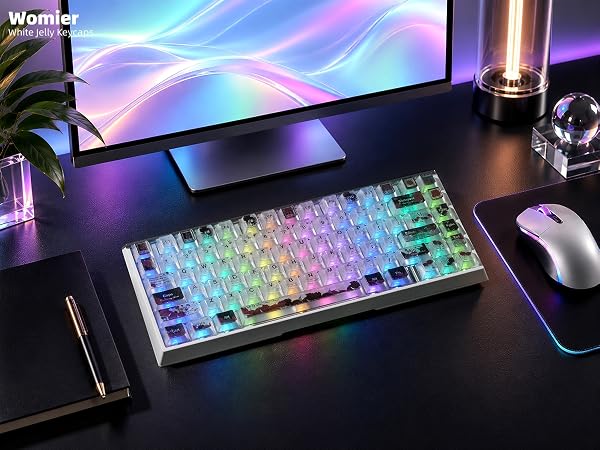 Clear Keycaps, Shine-Through Keycaps, Jelly Keycaps Cherry Profile Keycaps for Mechanical Keyboard
