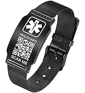 Theluckytag Upgraded Medical Bracelets Men Women with QR Code Medical Alert ID Bracelets - Titani...