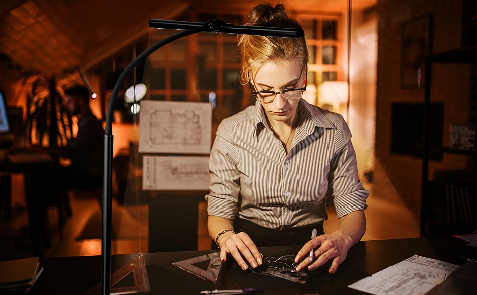 Eye-Caring Architect Desk Light Table Lamp with Clamp