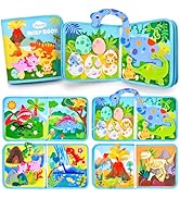 JoyCat Toddler Dinosaur Busy Book, Busy Board for 2 3 4 5Year Old -Travel Toy Quiet Activity Book...