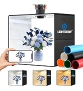 Lightdow 10"x10"x10" Photo Studio Light Box Photography with 96 LEDs (CRI>95), 6 Backdrops - Port...