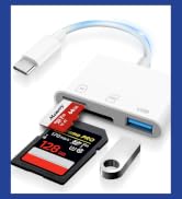 Denlane USB C SD Card Reader for iPhone 15, USB C to Micro SD Memory Card Adapter for iPad/Mac Pr...
