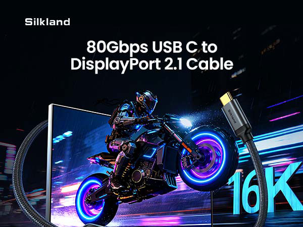 80Gbps USB C to DisplayPort 2.1 Cable