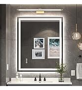 Ratsamee 30x36 Inch Led Mirror for Bathroom with Front Light and Backlit, Dimmable Anti Fog Wall ...