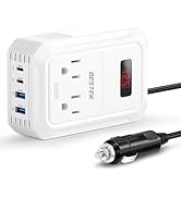 BESTEK 200W Car Power Inverter - DC 12V to 110V AC Converter with 2 USB-C(30W) and 2 USB-QC(18W) ...