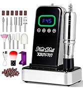 Cordless Nail Drill 45000 RPM, Rechargeable Electric Nail File Kit for Acrylic Gel Polishing Remo...