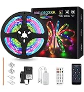 SEZO WS2811 RGBIC LED Strip 16.4ft/5m 24LEDs/m Addressable Dream Color Rope Lights with Music Mod...