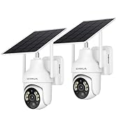 SEHMUA 2K Solar Outdoor Security Camera Wireless, 2 Pack, 360° View Pan/Tilt 2.4GHz WiFi Security...