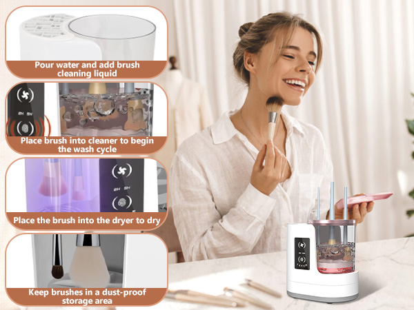Quick Drying Plug in Automatic Cosmetic Brush Washer Tool for Home