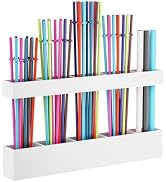 HSFTEC Straw Holder for Cabinet Door, Reusable Tumbler Straw Organizer Storage Container Mount fo...