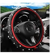 KHGUZ Bling Car Steering Wheel Cover, Non-Slip Elastic Stretch Leather Auto Steering Wheel Protec...