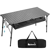 Gonex 50" Camping Table with Adjustable Height Legs for Uneven Ground, Portable Folding Aluminum ...
