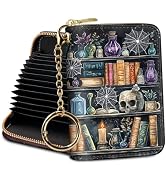 Credit Card Holder RFID Wallet, Small Card Holder Wallet for Women with Keychain Zipper, Funny Le...