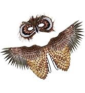 Toddmomy Owl Halloween Masks Owl Masks Cosplay Owl Wings Costume Kids Bird Wings Owl Half Masks H...