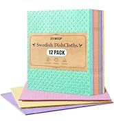 JOYMOOP Swedish Dishcloths, Reusable Cellulose Kitchen Cloths, Multicolor, 8 x 7 inches, 12 Pack,...