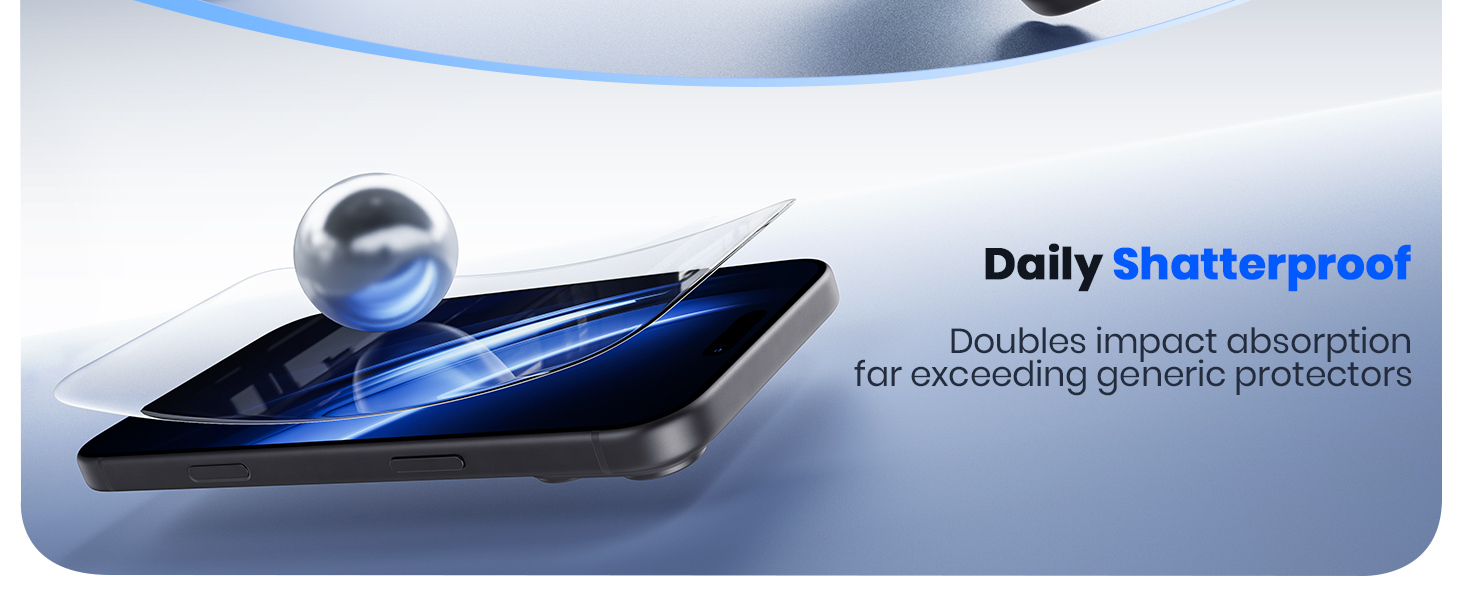 Daily shatterproof glass with steel ball drop test showing strong impact protection feature.
