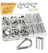 zDwfDc 40PCS 1/8" Cable Crimp Wire Rope Aluminum Crimping Loop Sleeve and 30PCS M3 304 Stainless ...