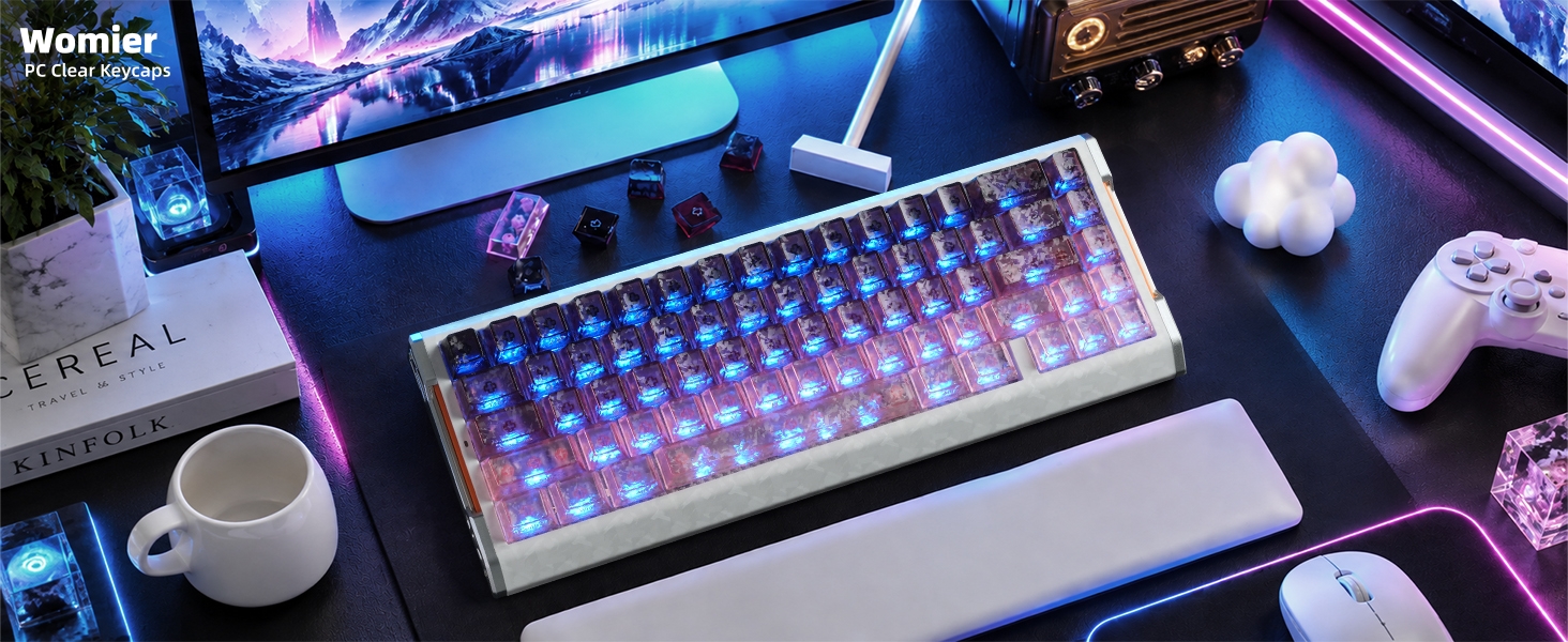 Clear Keycaps, Translucent Keycaps Set Keyboard Caps Cherry Profile,Custom Shine through Keycaps
