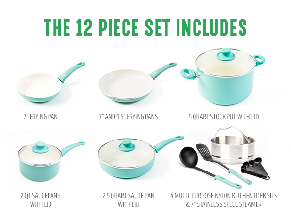 GreenLife Soft Grip, Colors, Cookware Set